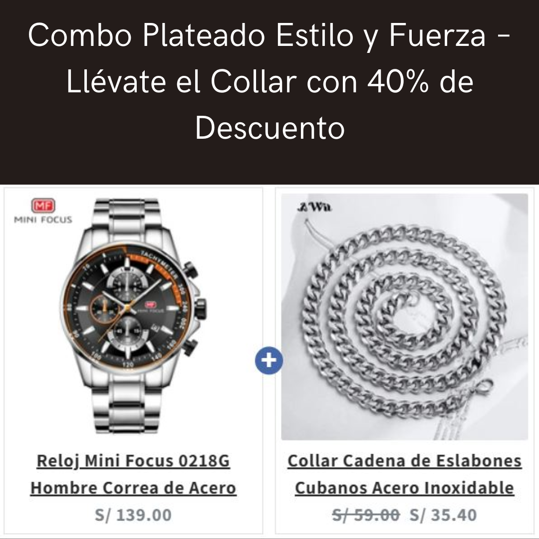 Combo Plateado Estilo y Fuerza – Llévate el Collar con 40% de Descuento