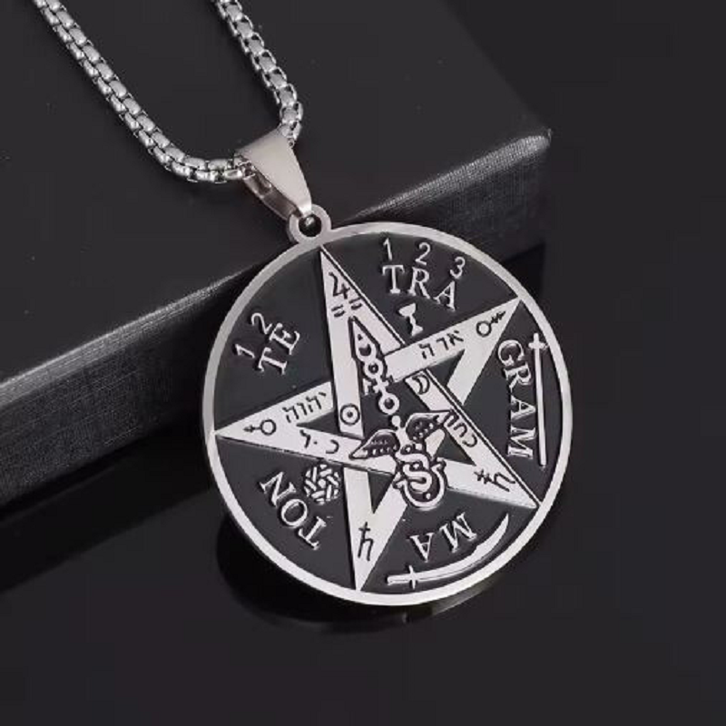 Collar Cadena Acero Inoxidable con Dije Pentagrama del Tetragrammaton