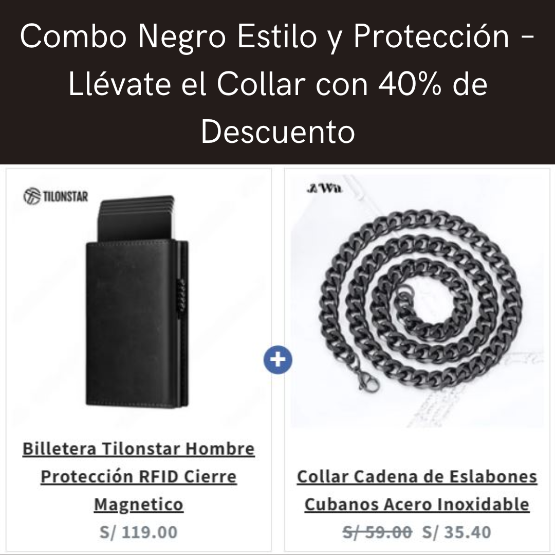 Combo Negro Estilo y Protección – Llévate el Collar con 40% de Descuento