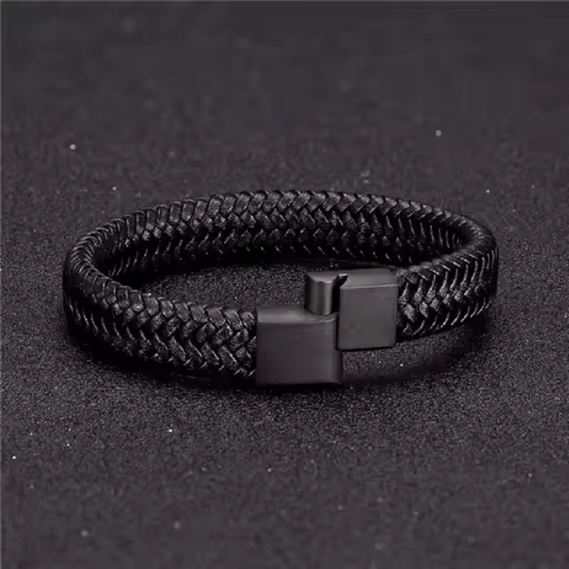 Pulsera de Cuero Hombre con Hebilla Magnética