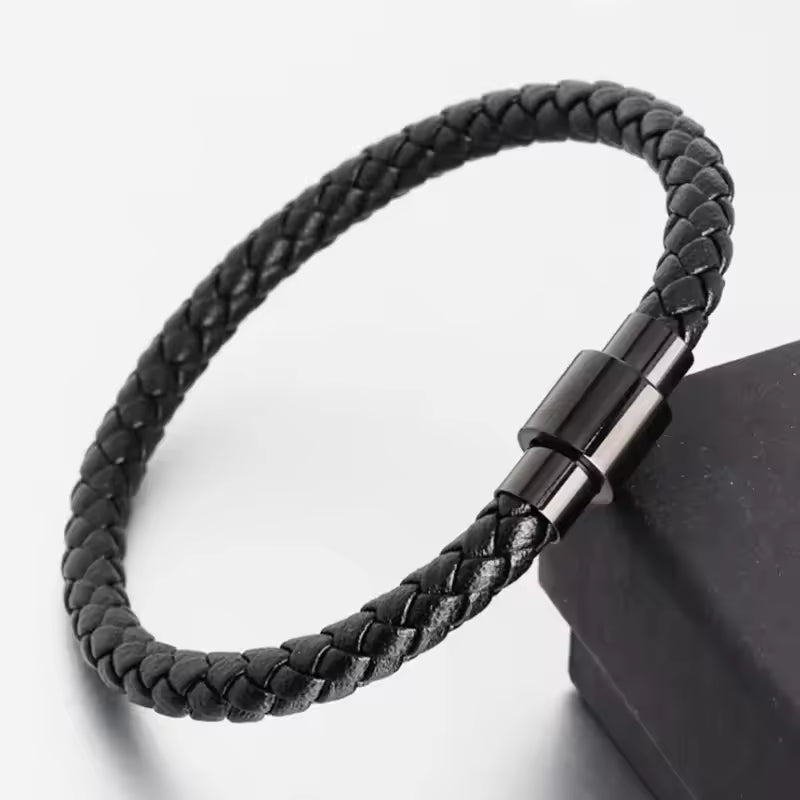 Pulsera de Cuero Hombre con Cierre Magnético