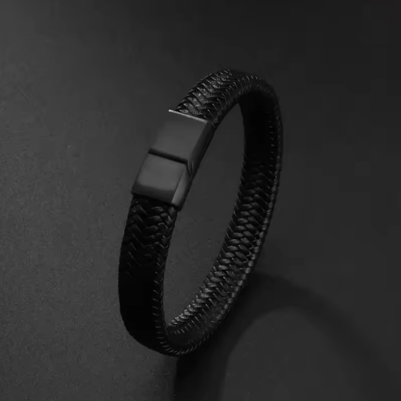 Pulsera de Cuero Hombre con Hebilla Magnética