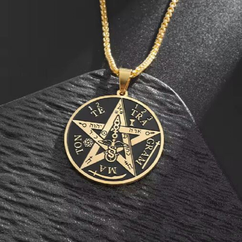 Collar Cadena Acero Inoxidable con Dije Pentagrama del Tetragrammaton