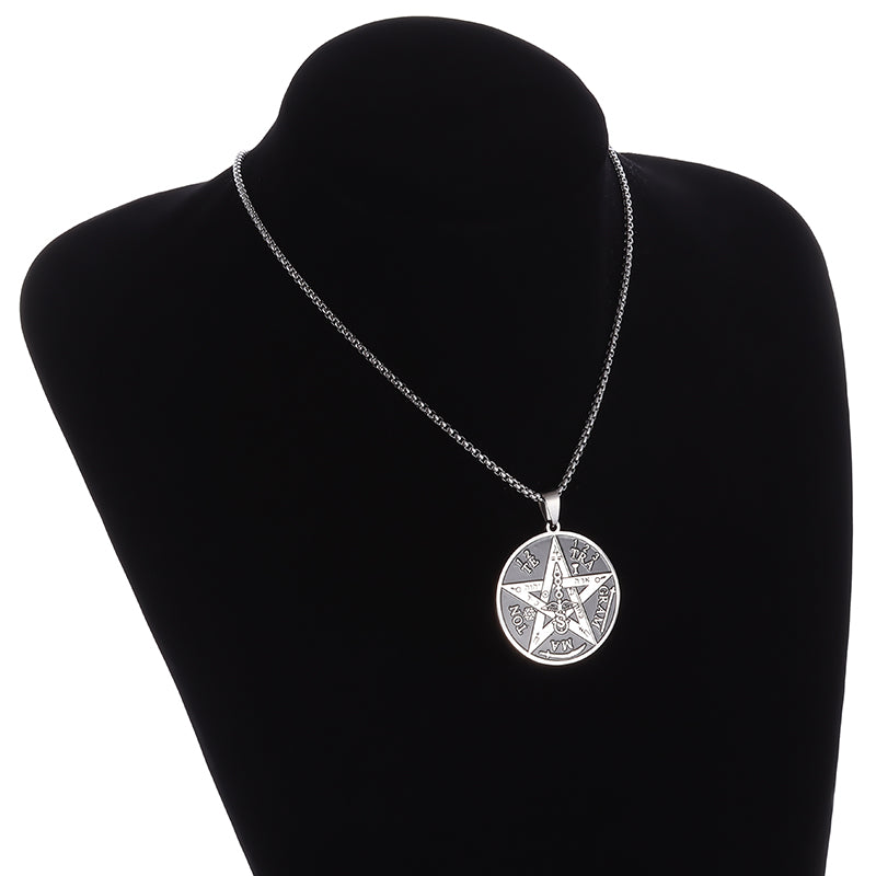 Collar Cadena Acero Inoxidable con Dije Pentagrama del Tetragrammaton