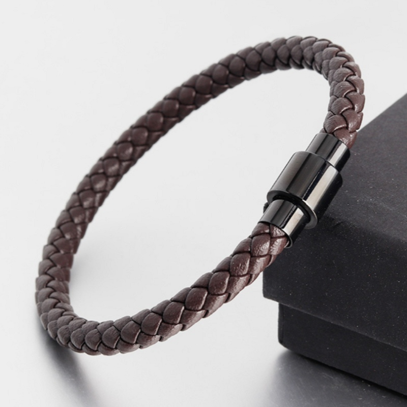 Pulsera de Cuero Hombre con Cierre Magnético