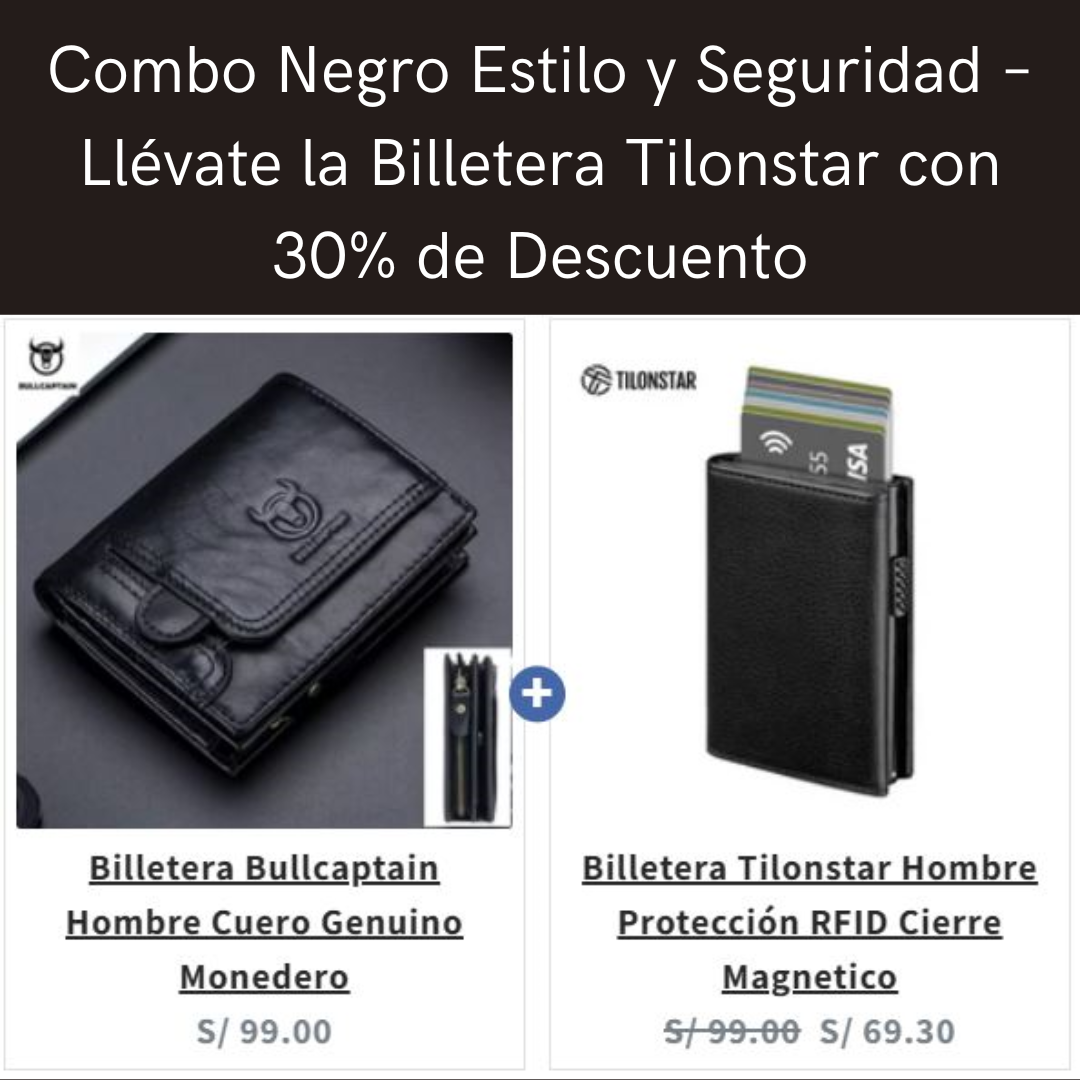 Combo Negro Estilo y Seguridad – Llévate la Billetera Tilonstar con 30% de Descuento
