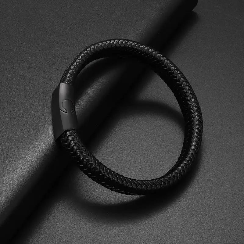 Pulsera de Cuero Hombre con Hebilla Magnética