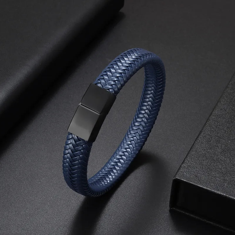 Pulsera de Cuero Hombre con Hebilla Magnética