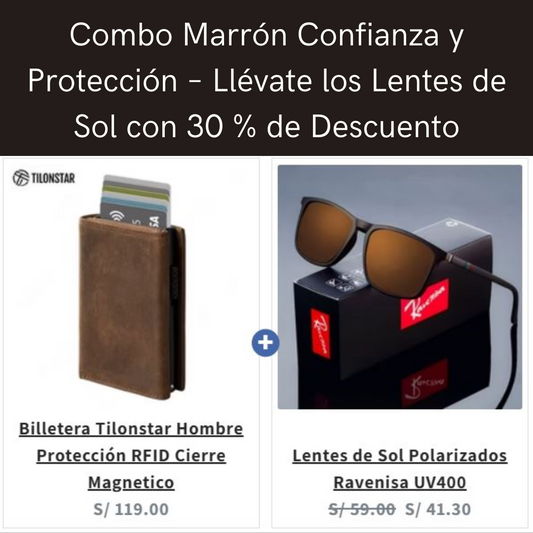 Combo Marrón Confianza y Protección – Llévate los Lentes de Sol con 30% de Descuento