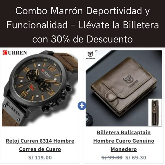 Combo Marrón Deportividad y Funcionalidad – Llévate la Billetera con 30% de Descuento