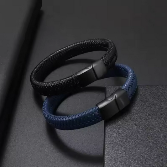 Pulsera de Cuero Hombre con Hebilla Magnética