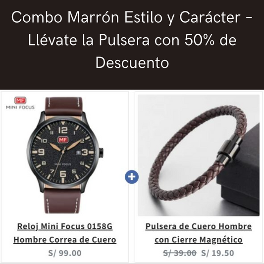 Combo Marrón Estilo y Carácter – Llévate la Pulsera con 50% de Descuento