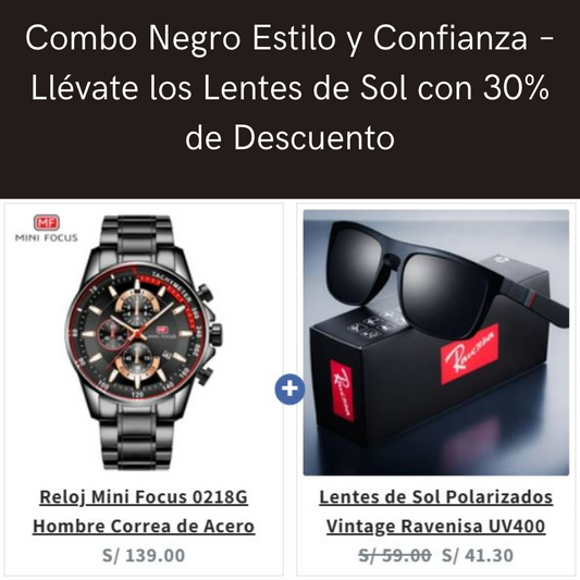 Combo Negro Estilo y Confianza – Llévate los Lentes de Sol con 30% de Descuento