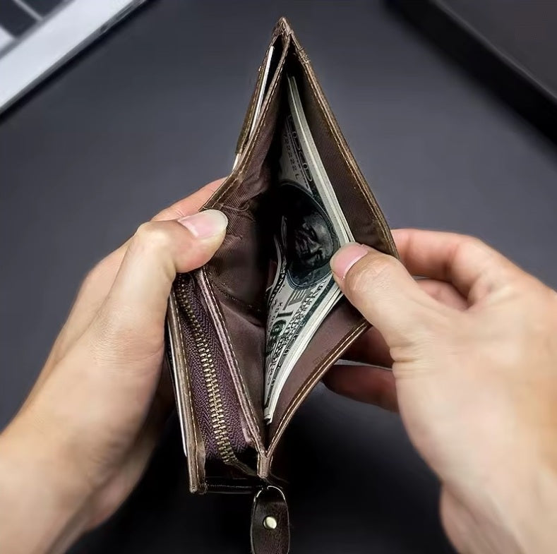 Billetera Bullcaptain Hombre Cuero Genuino Monedero