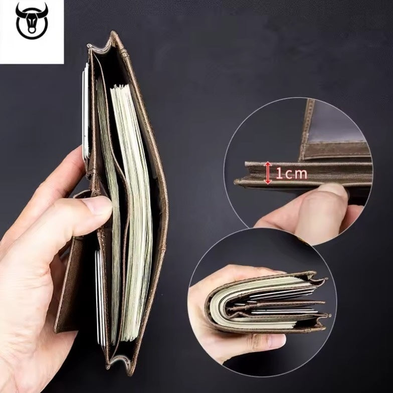 Billetera Bullcaptain Hombre Cuero Genuino Tarjetero