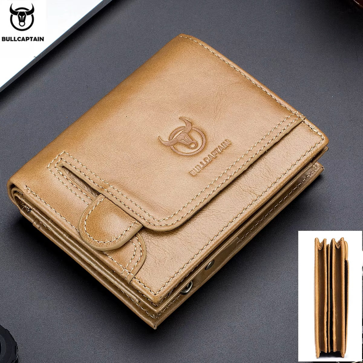 Billetera Bullcaptain Hombre Cuero Genuino Tarjetero