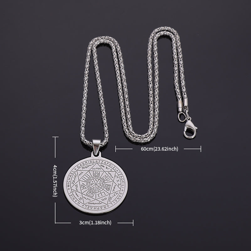 Collar Cadena Acero Inoxidable con Dije Sello de los 7 Arcángeles