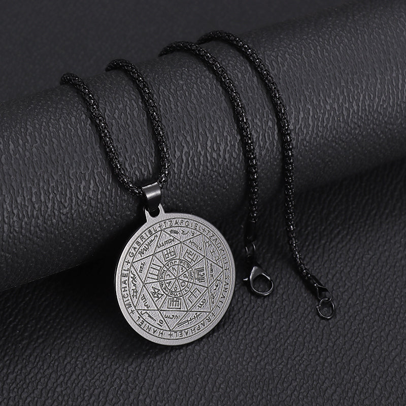 Collar Cadena Acero Inoxidable con Dije Sello de los 7 Arcángeles